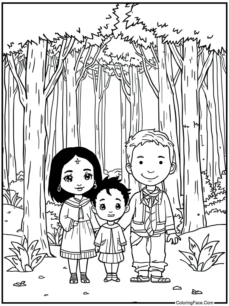 Cute chibi style family