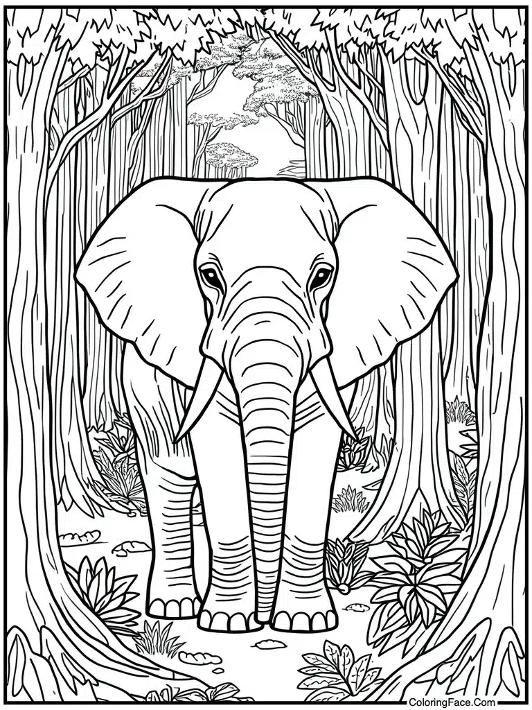 Elephant with raised trunk