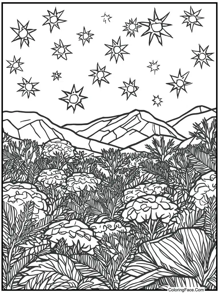 Stars over African landscape