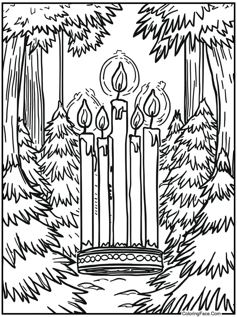 Three green candles shining