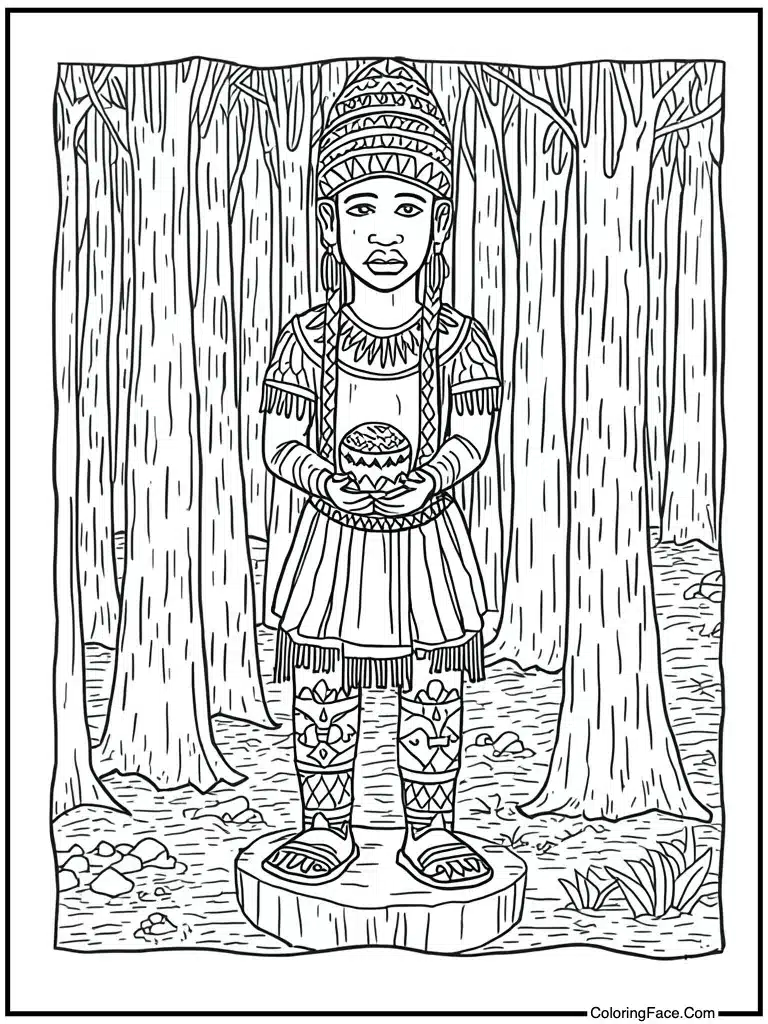 Carved wooden statue figure