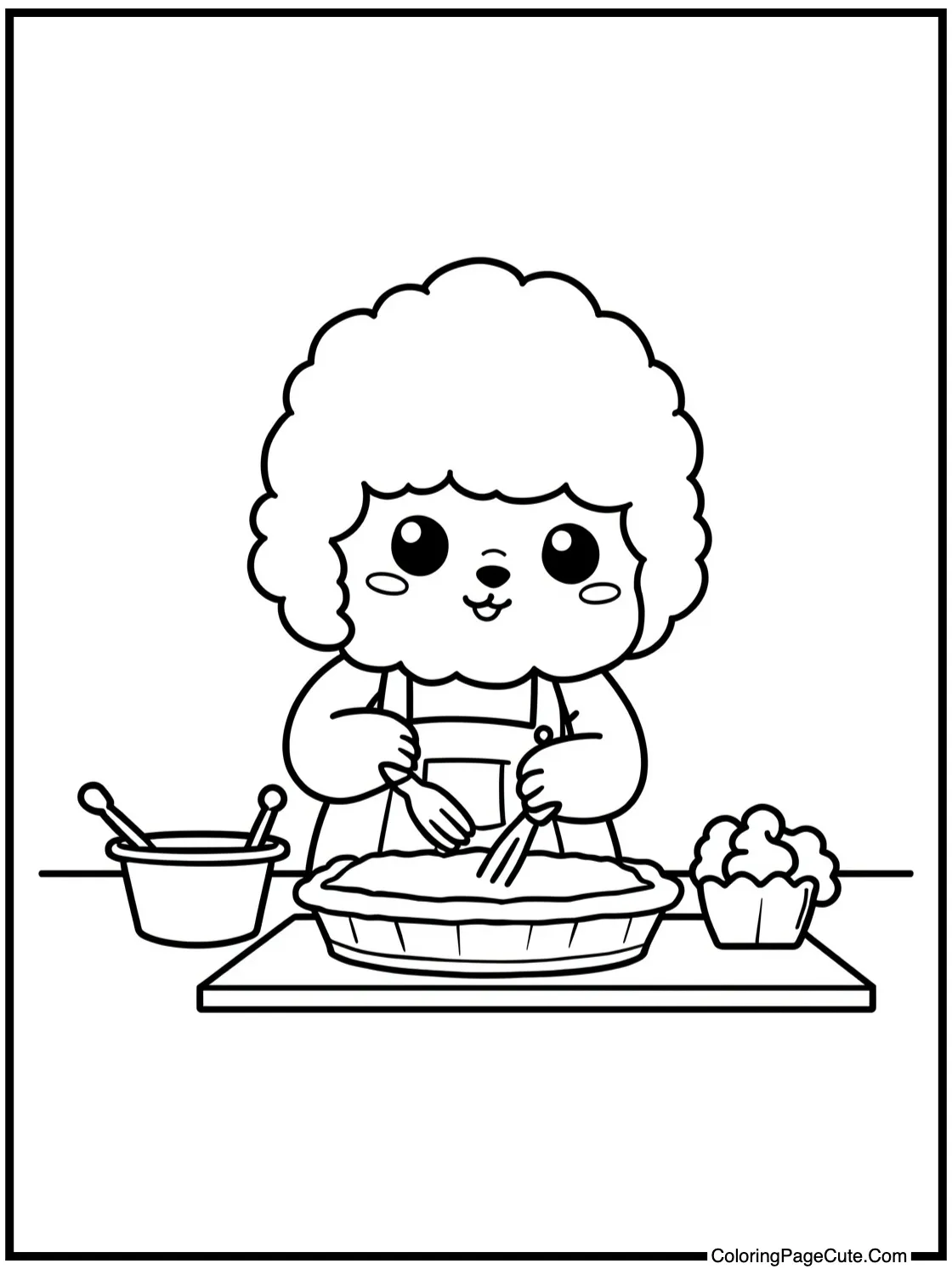 Fluffy figurine baking pie