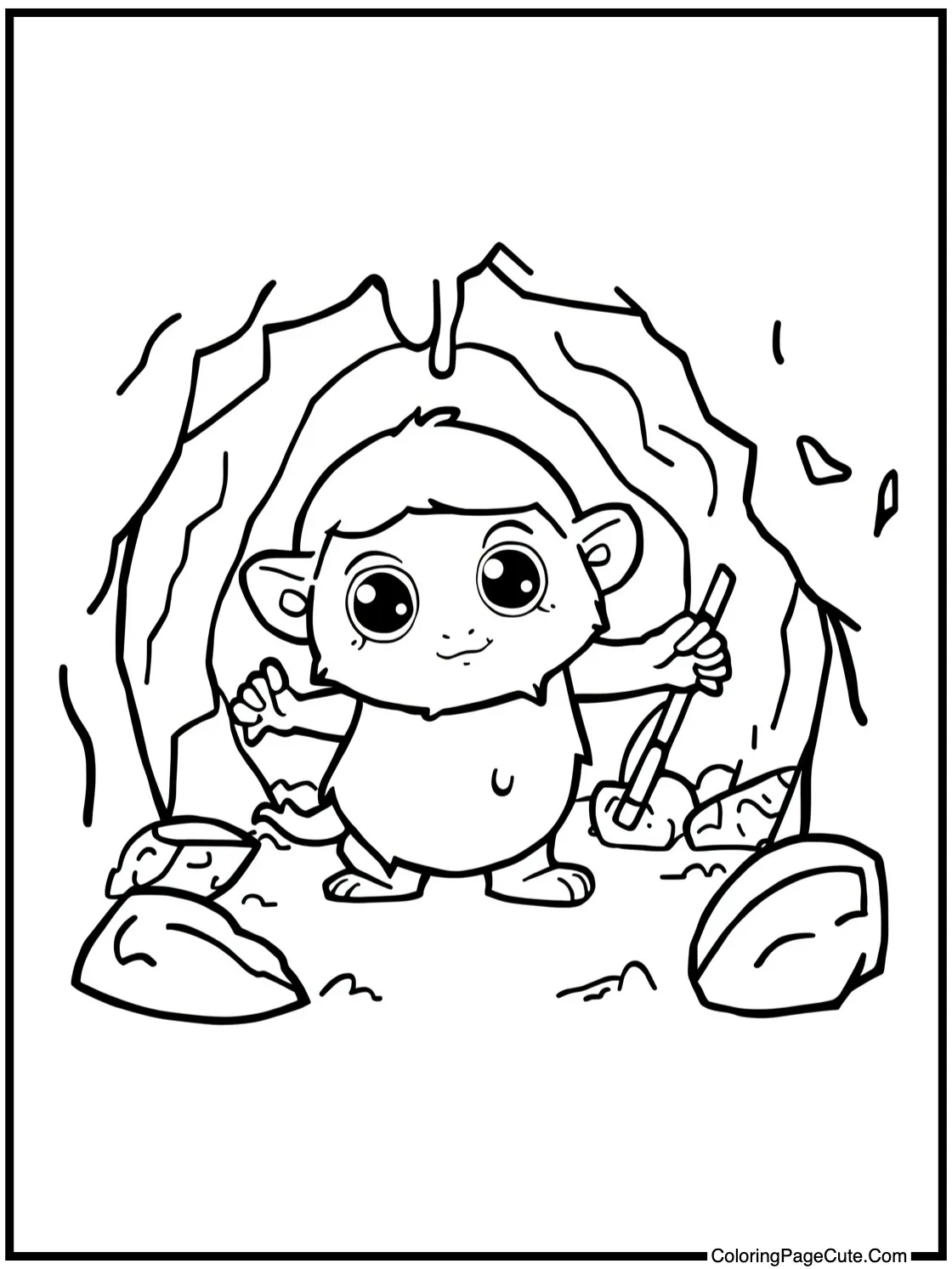 Character exploring a cave