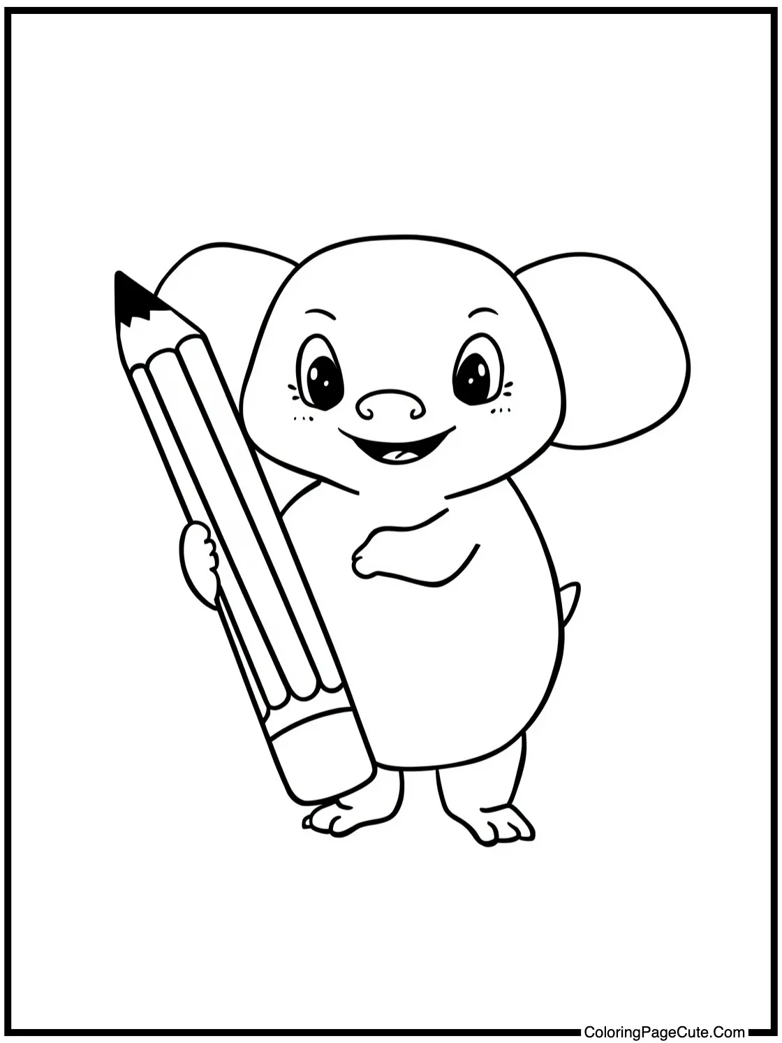 Holding a giant pencil