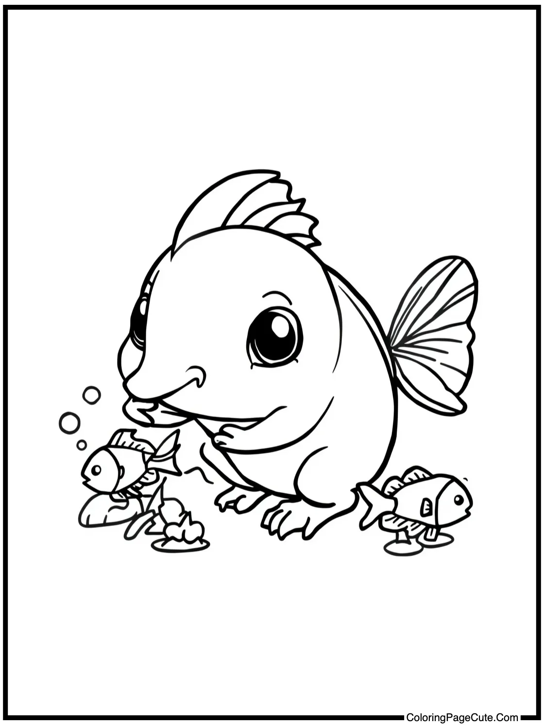 Little creature catching fish