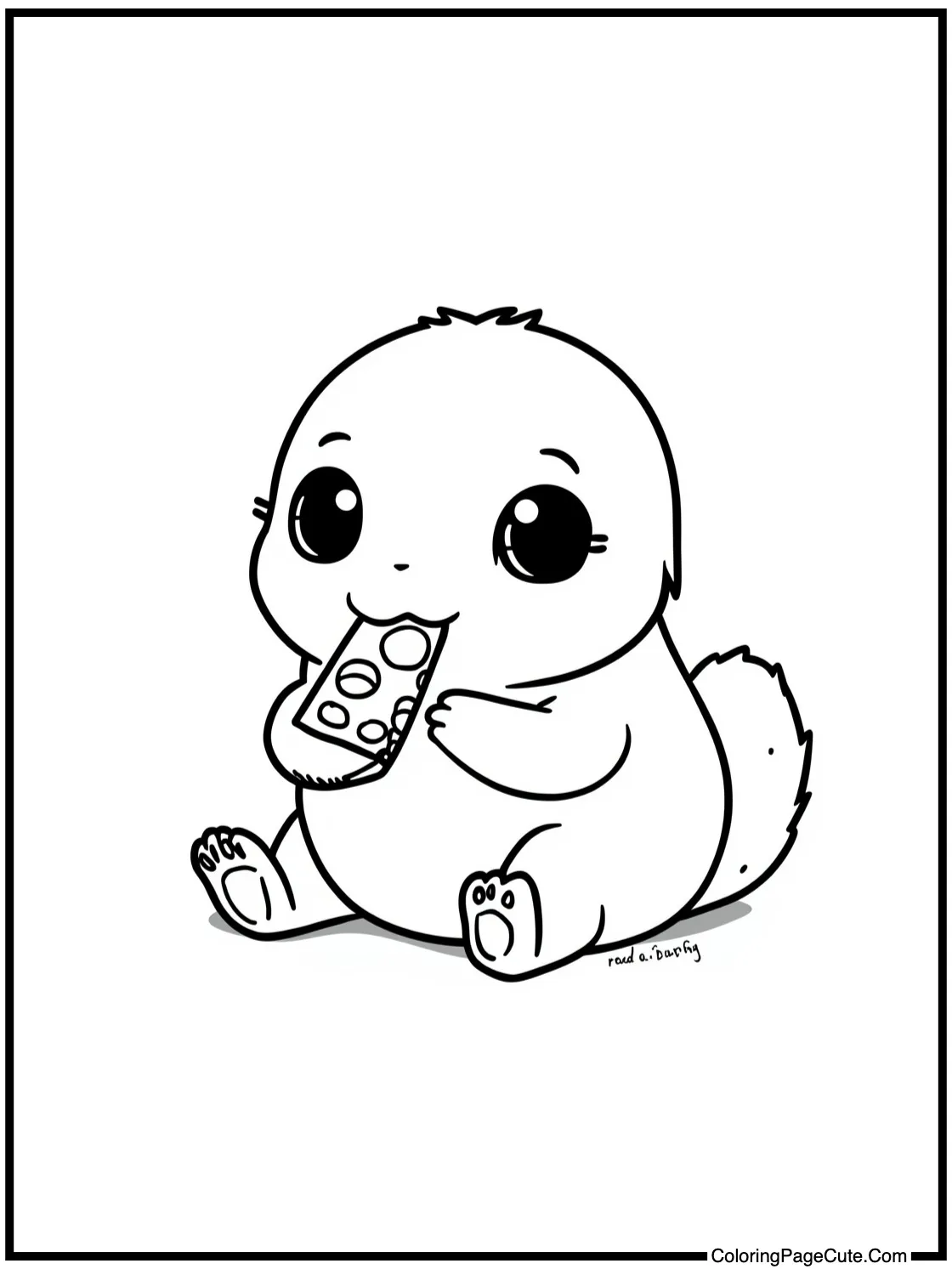 Little creature eating pizza