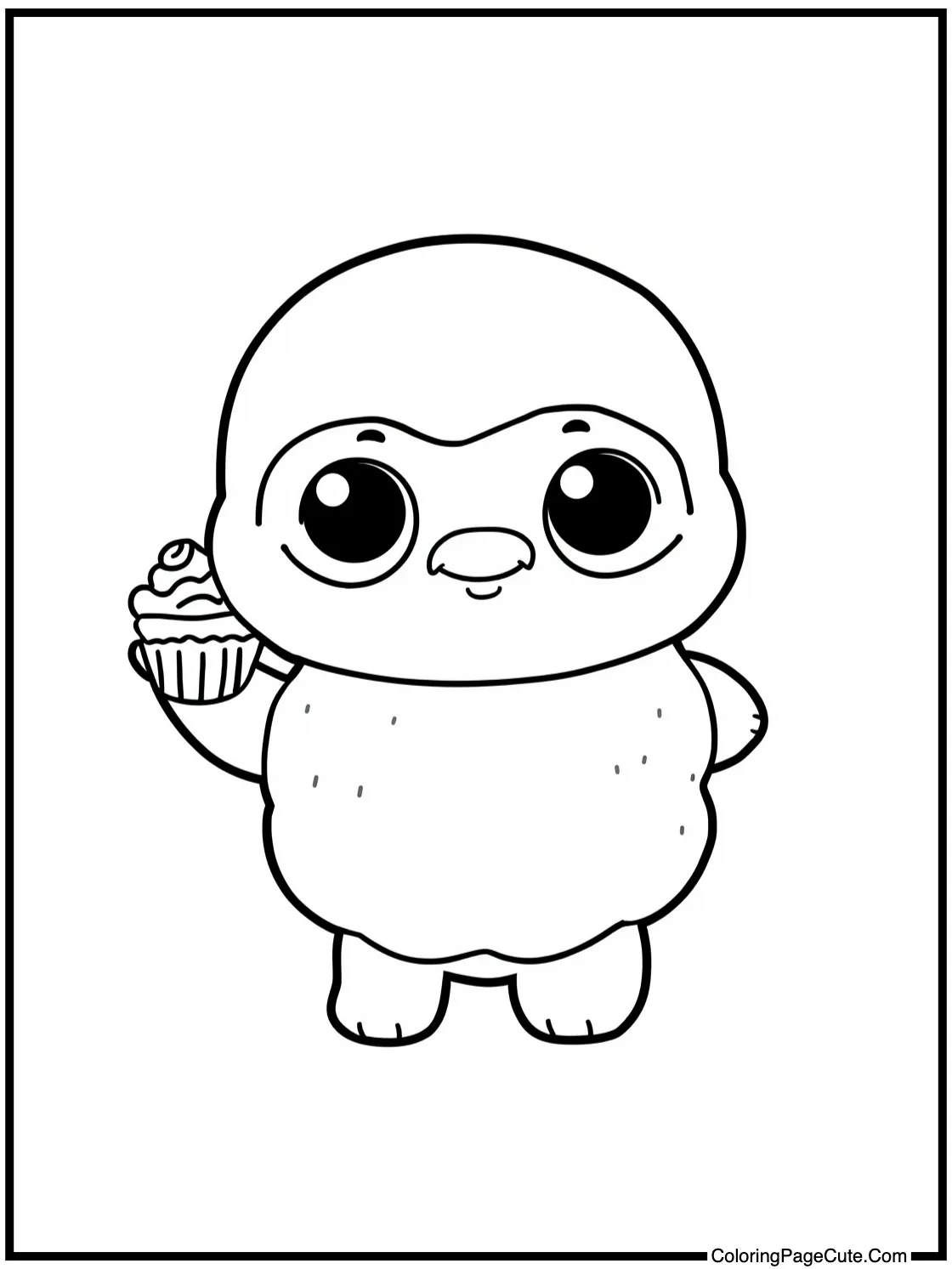 Character holding cupcake