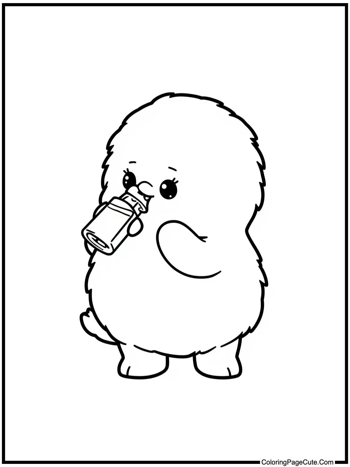 Fluffy figurine drinking water