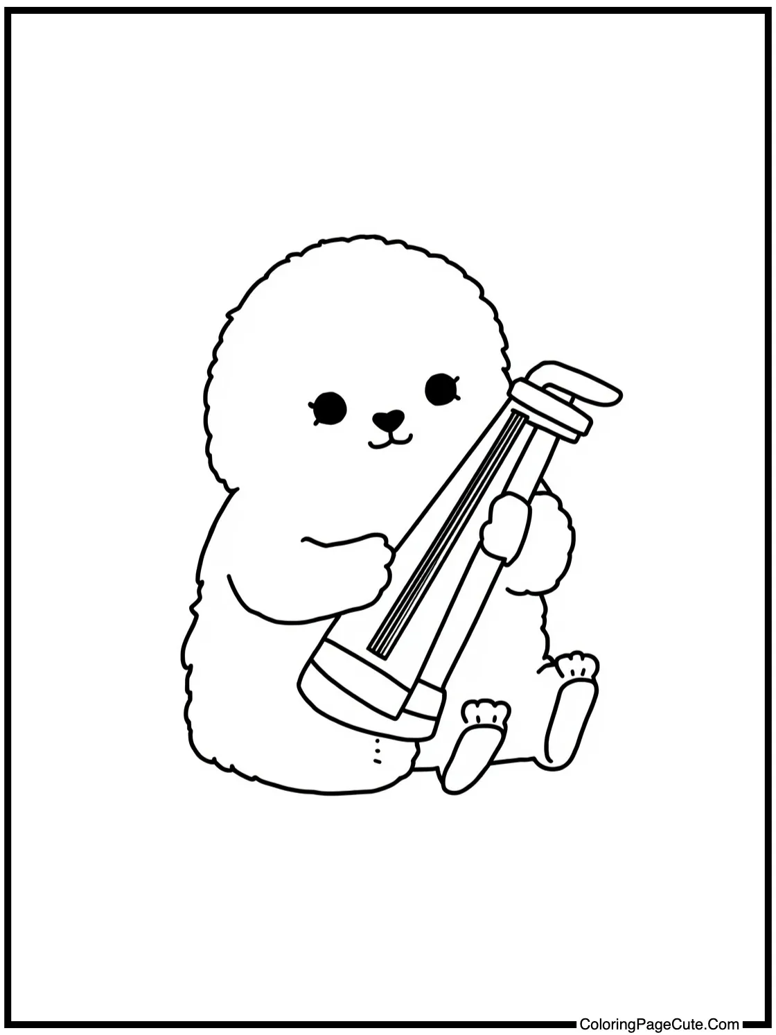 Fluffy figurine playing harp