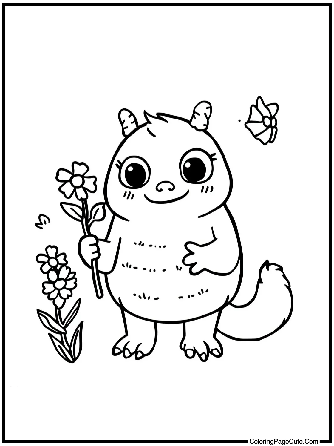 Creature holding flowers