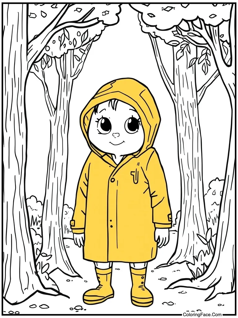 Dressed in yellow raincoat
