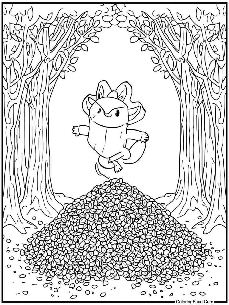 Jumping into leaf pile