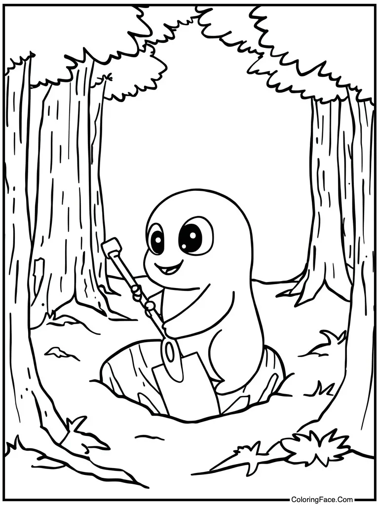 Digging a hole outside