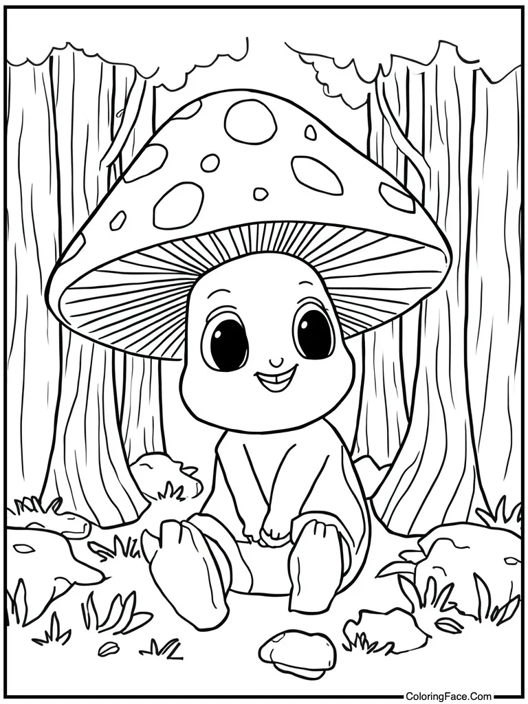 Sitting under a mushroom