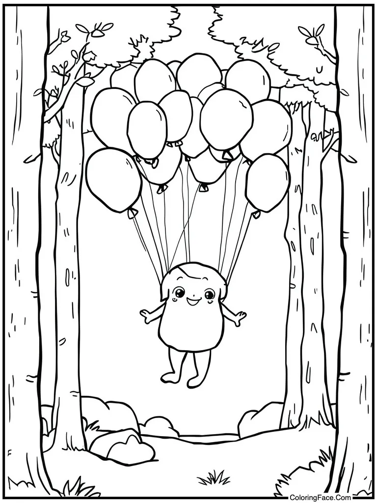 Floating with red balloons