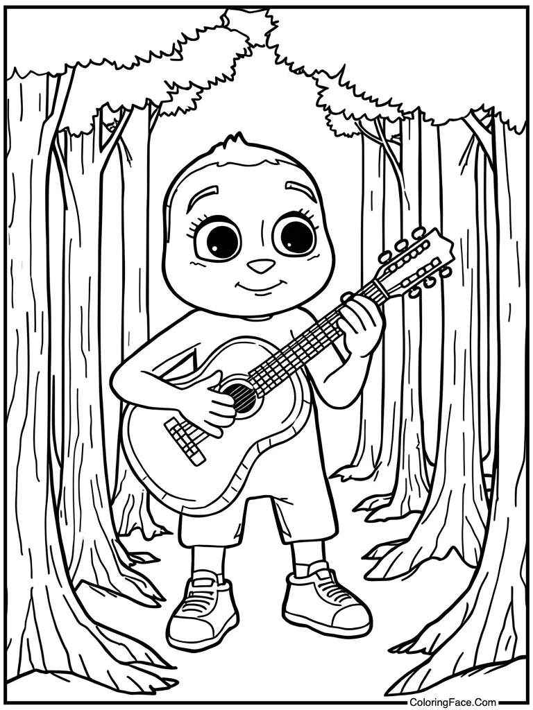 Strumming a small guitar