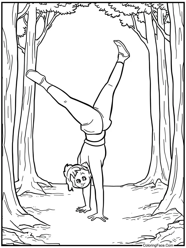 Doing a cartwheel trick