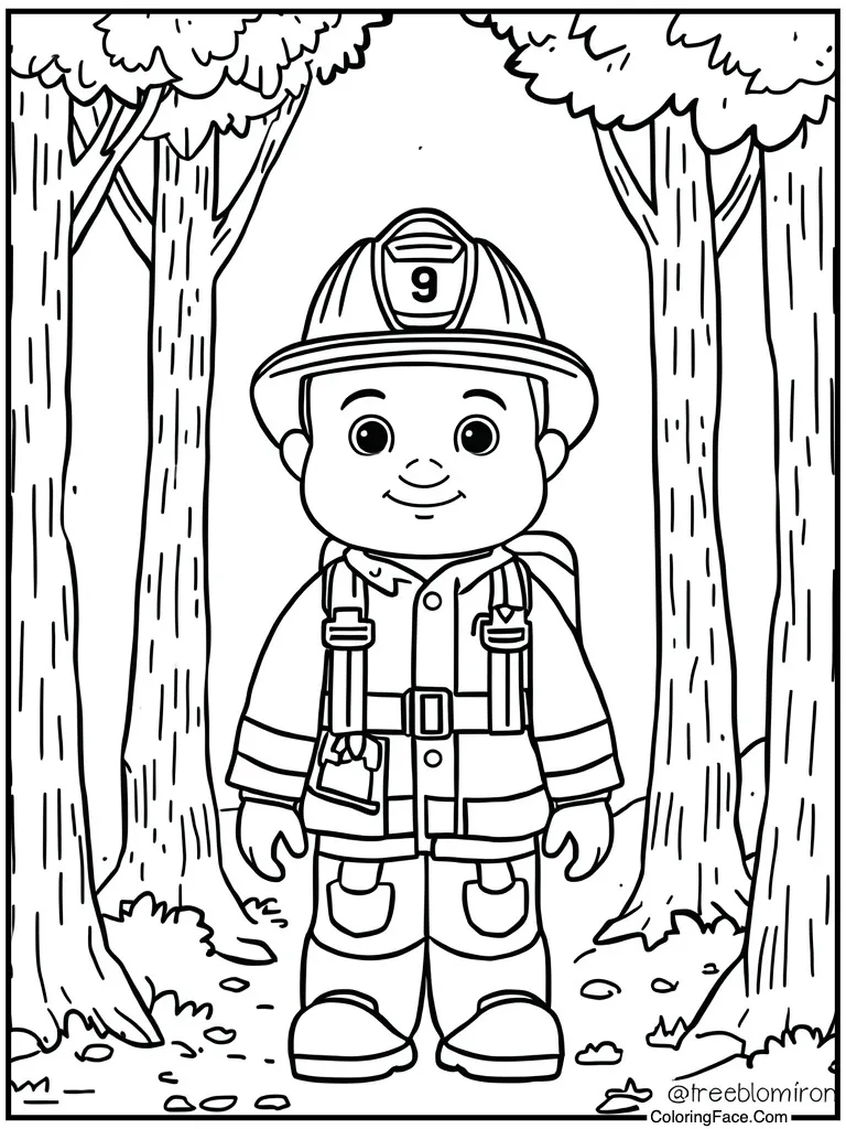 Dressed as a firefighter