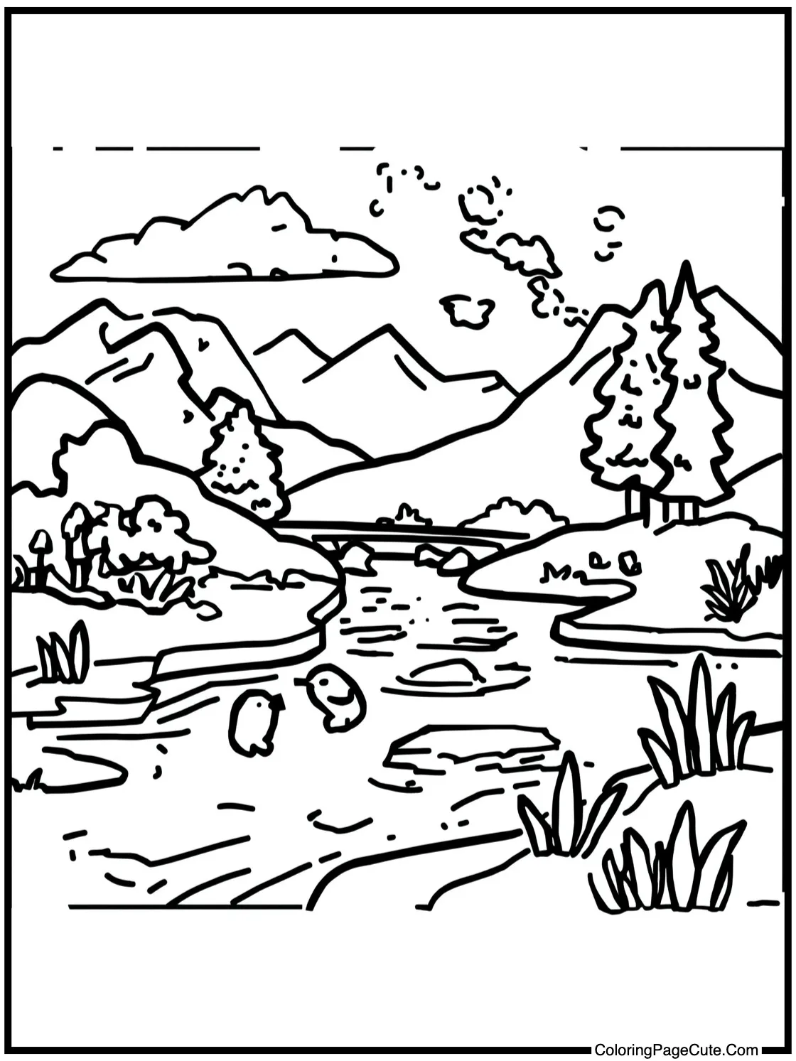 a peaceful riverside scene