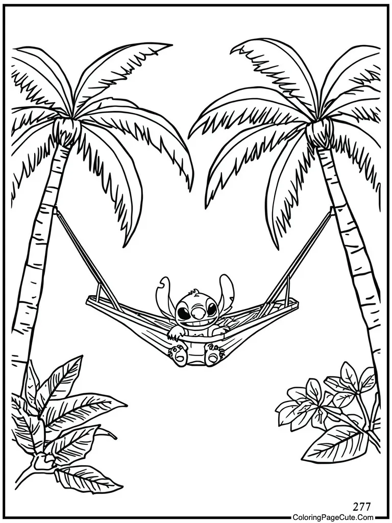 Hammock between palm trees