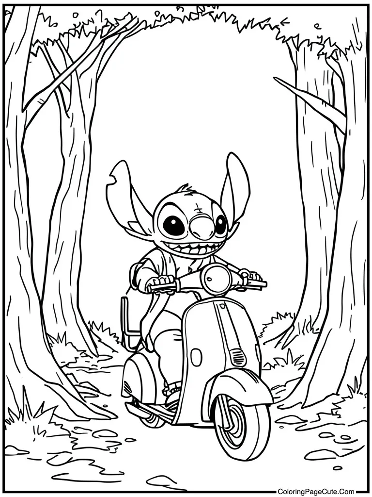 Alien riding a scooter