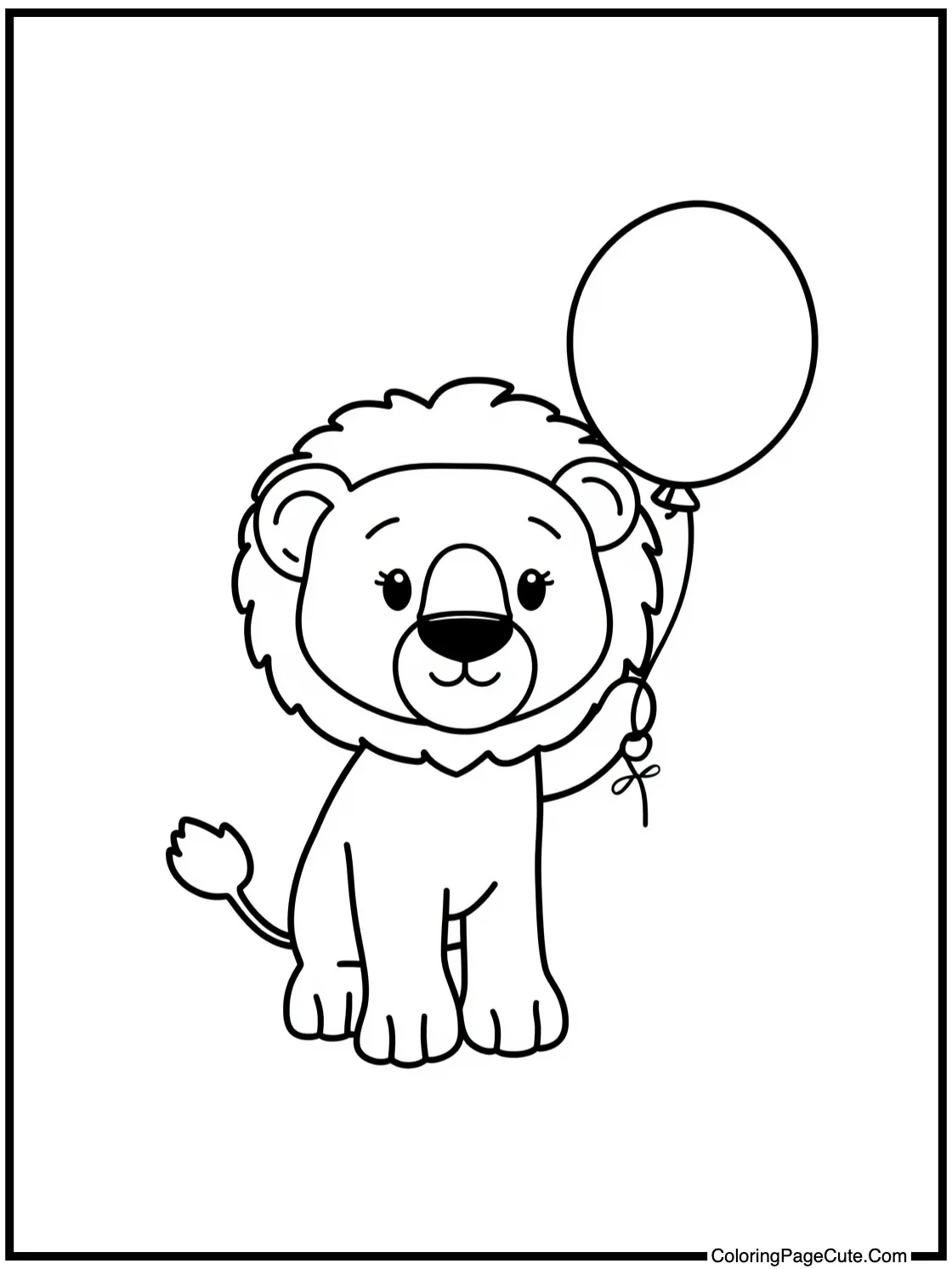 Cub holding balloon