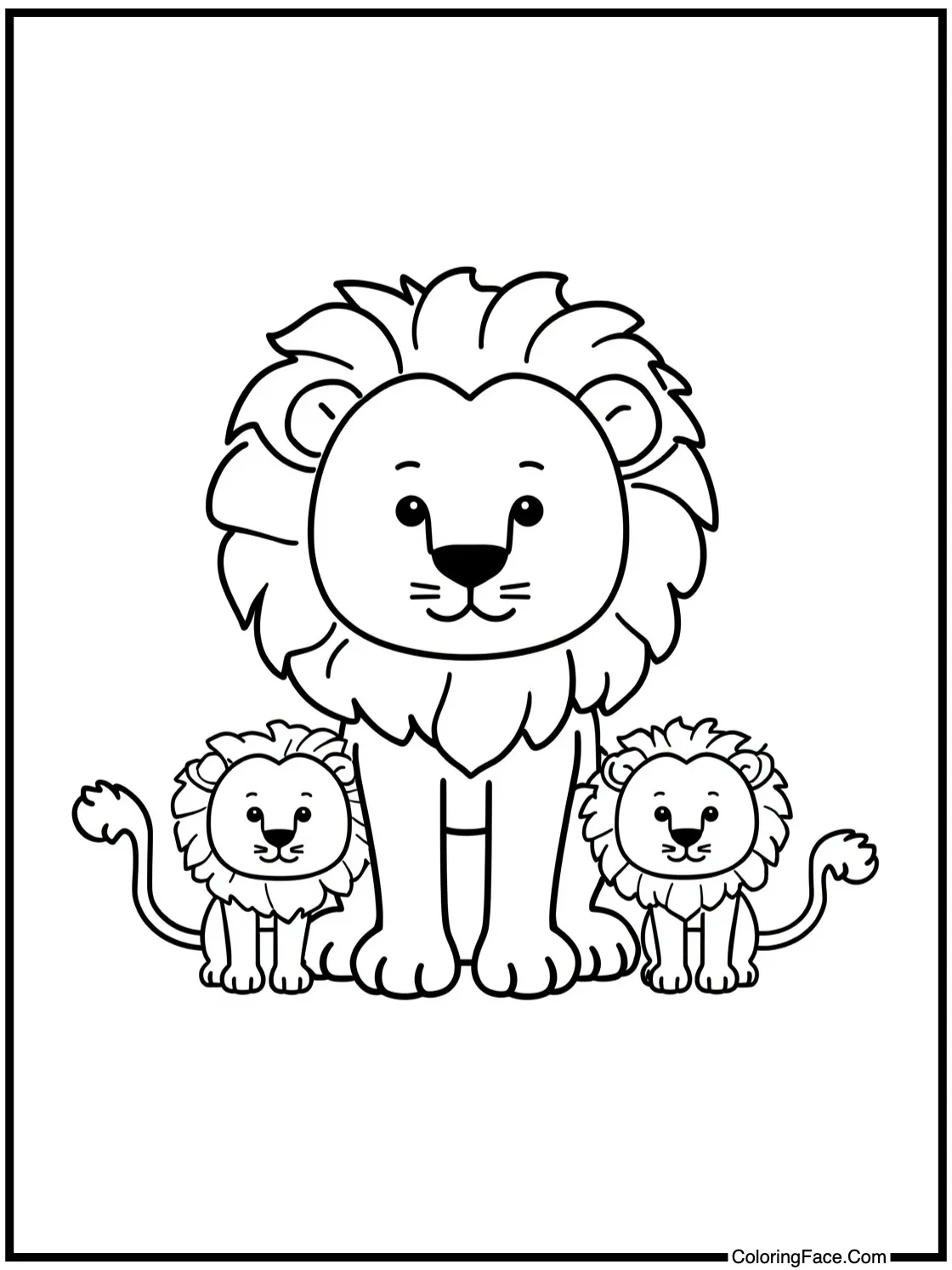 Lion with its Family (Simple)