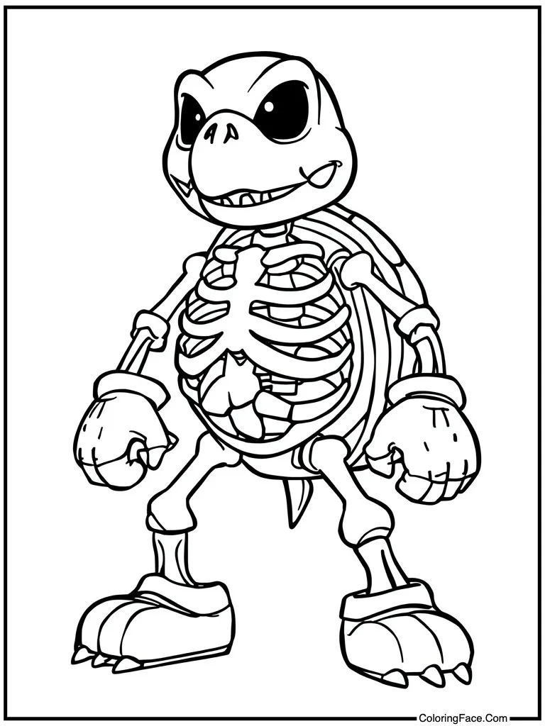 Skeleton turtle standing up