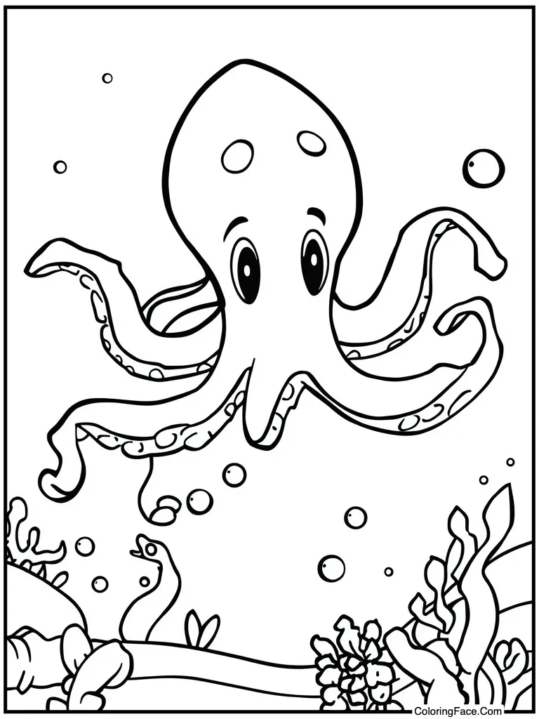 Squid swimming underwater deep