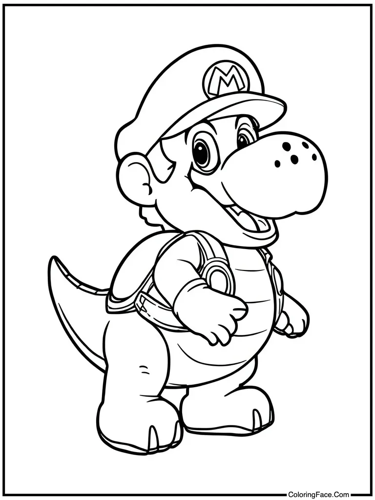 Riding green dinosaur friend