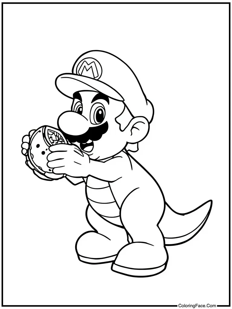 Green dinosaur eating fruit