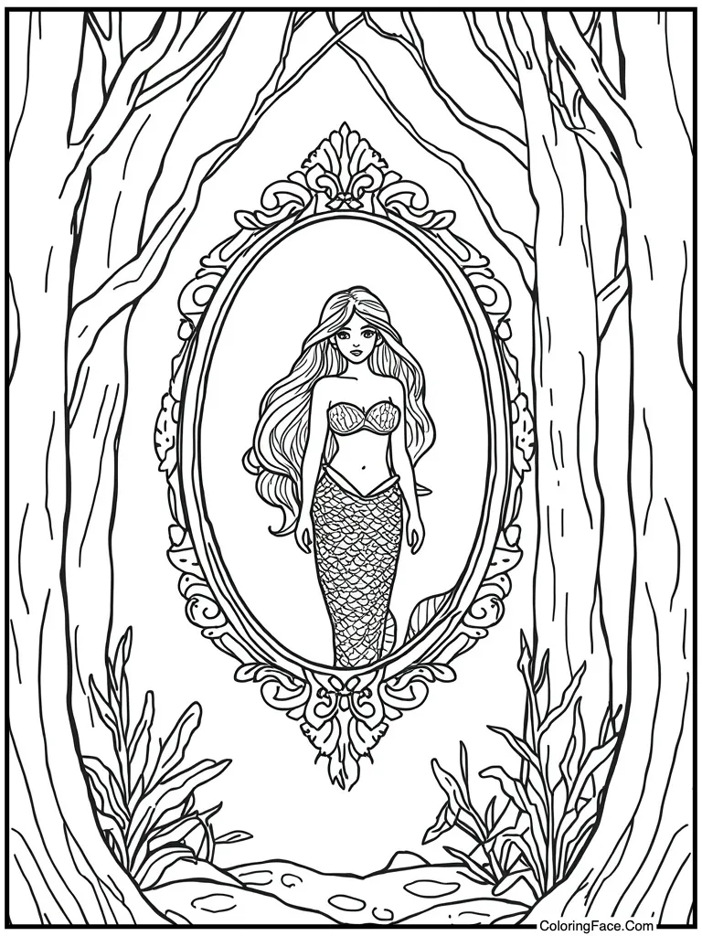 Looking in hand mirror