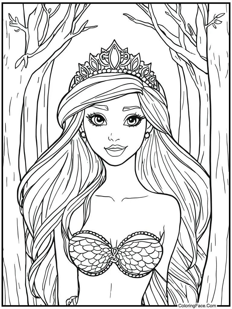 Mermaid Coloring Page For Adults