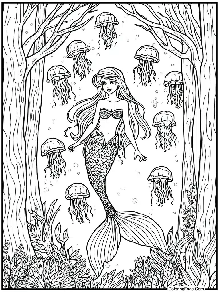 Near a jellyfish swarm