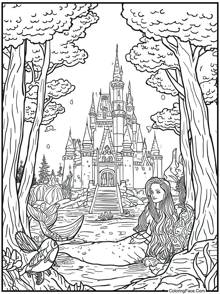 Underwater castle in distance