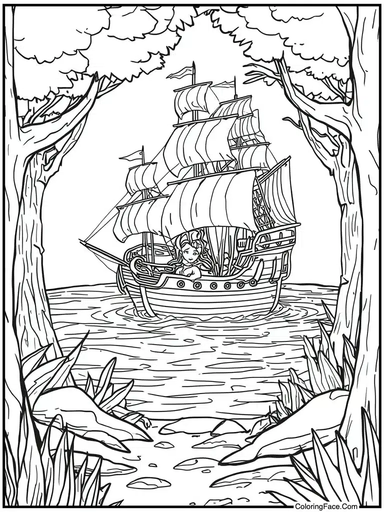 Sunken pirate ship nearby