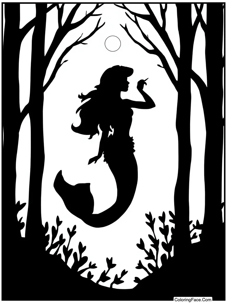 Silhouette against the moon