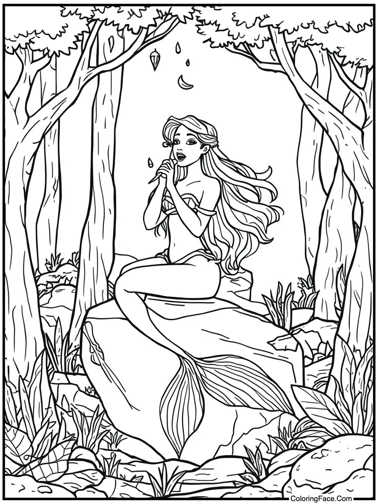 Siren singing on rock