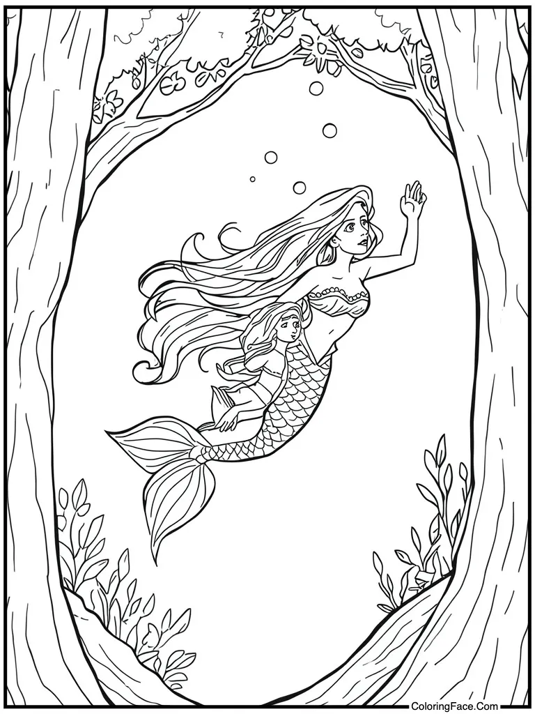 Mother and daughter swim