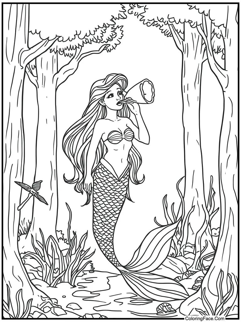 Blowing a conch shell