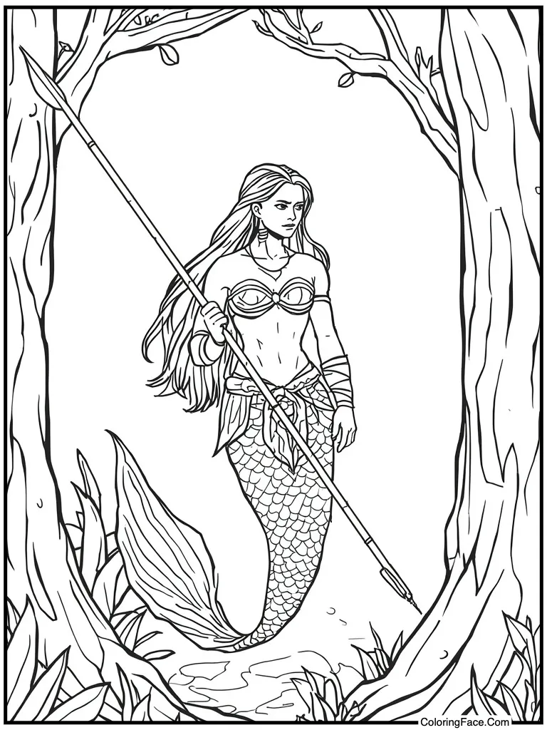 Brave warrior holding spear