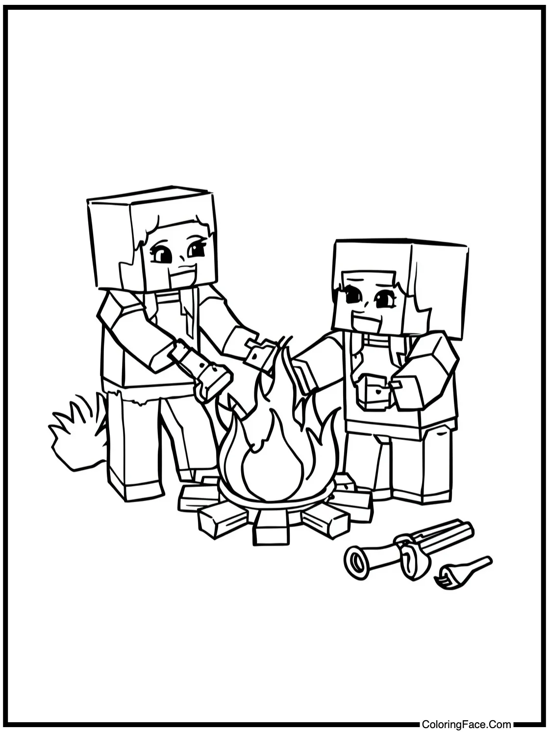 Campfire cooking food