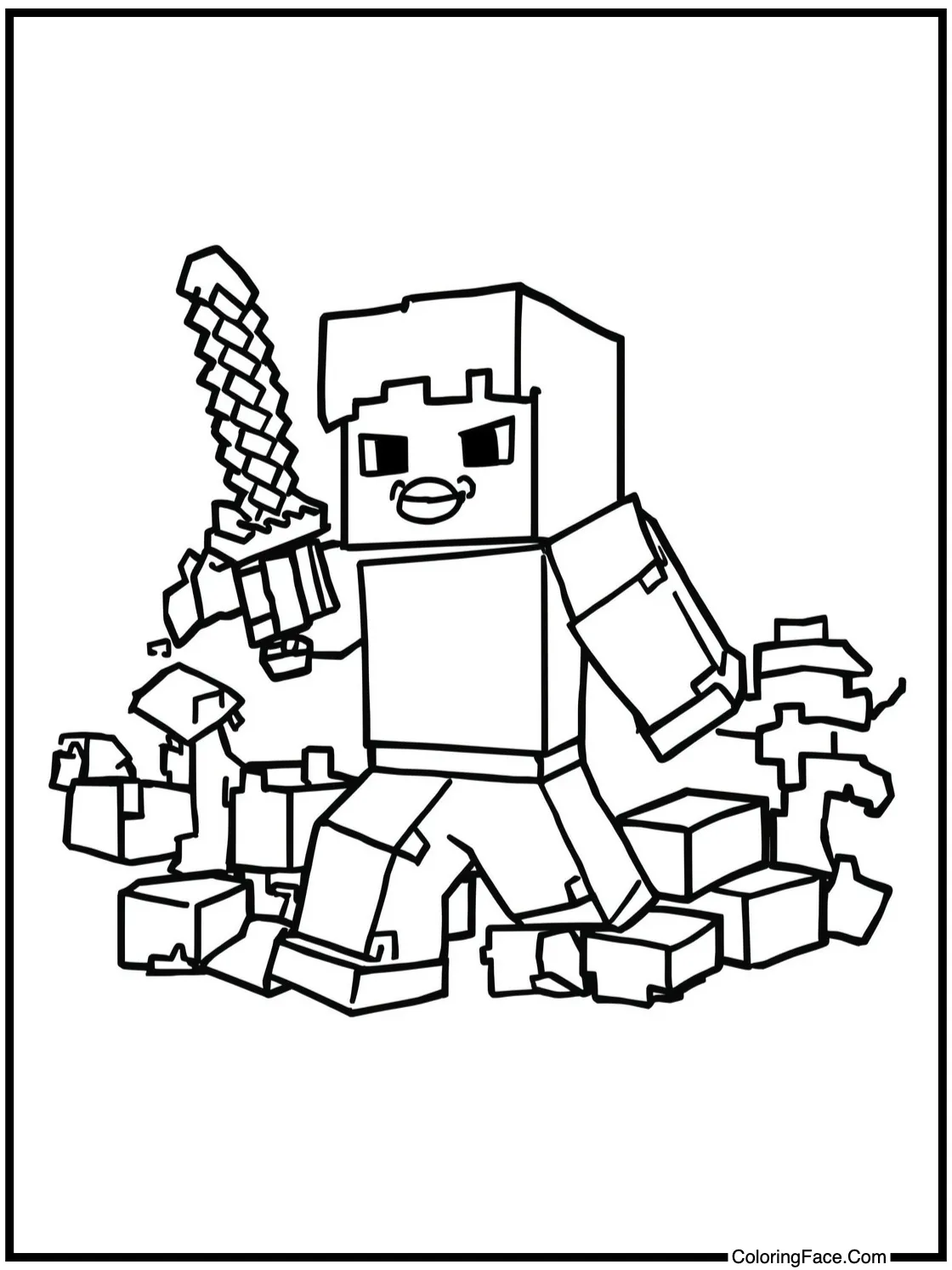 Stonecutter shaping blocks