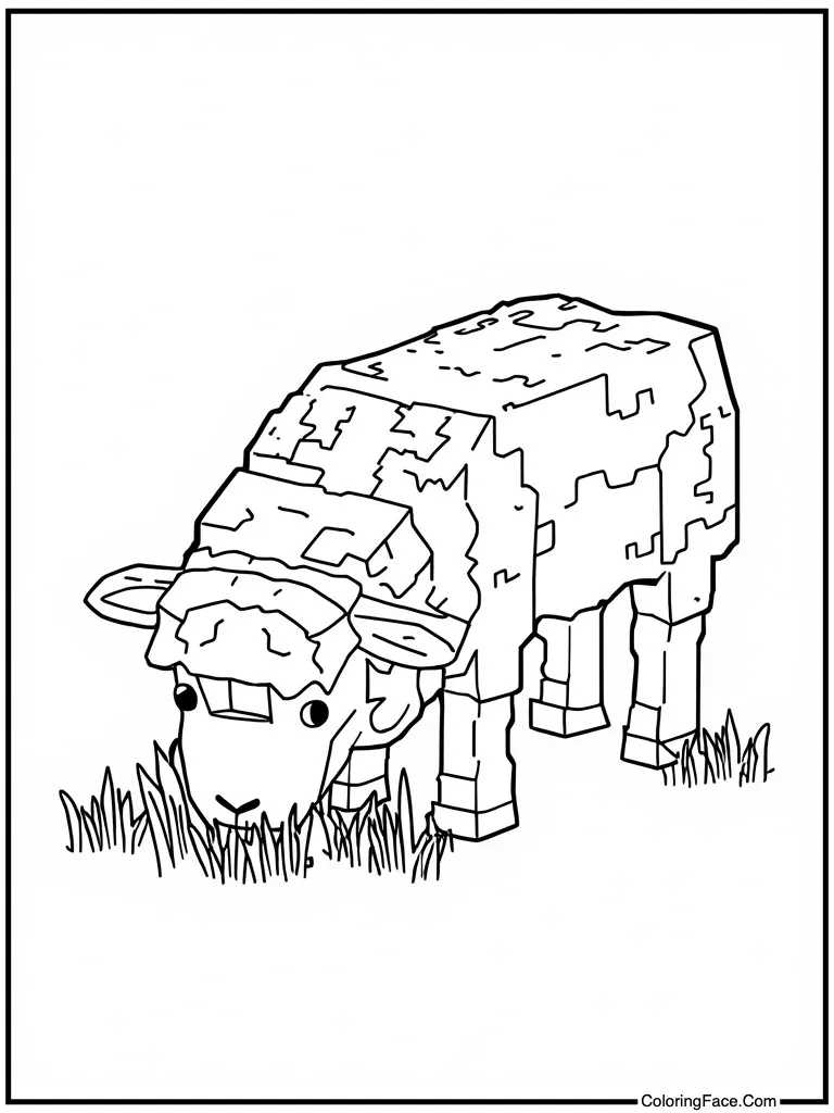 White sheep eating grass