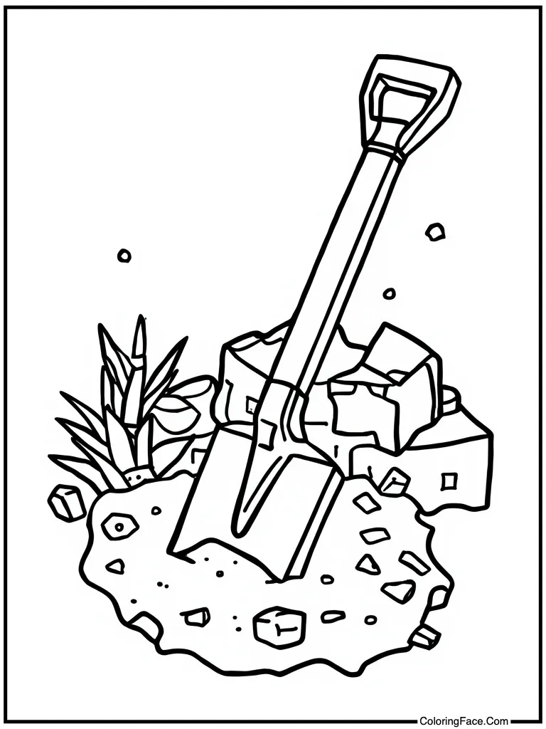 Digging dirt with shovel