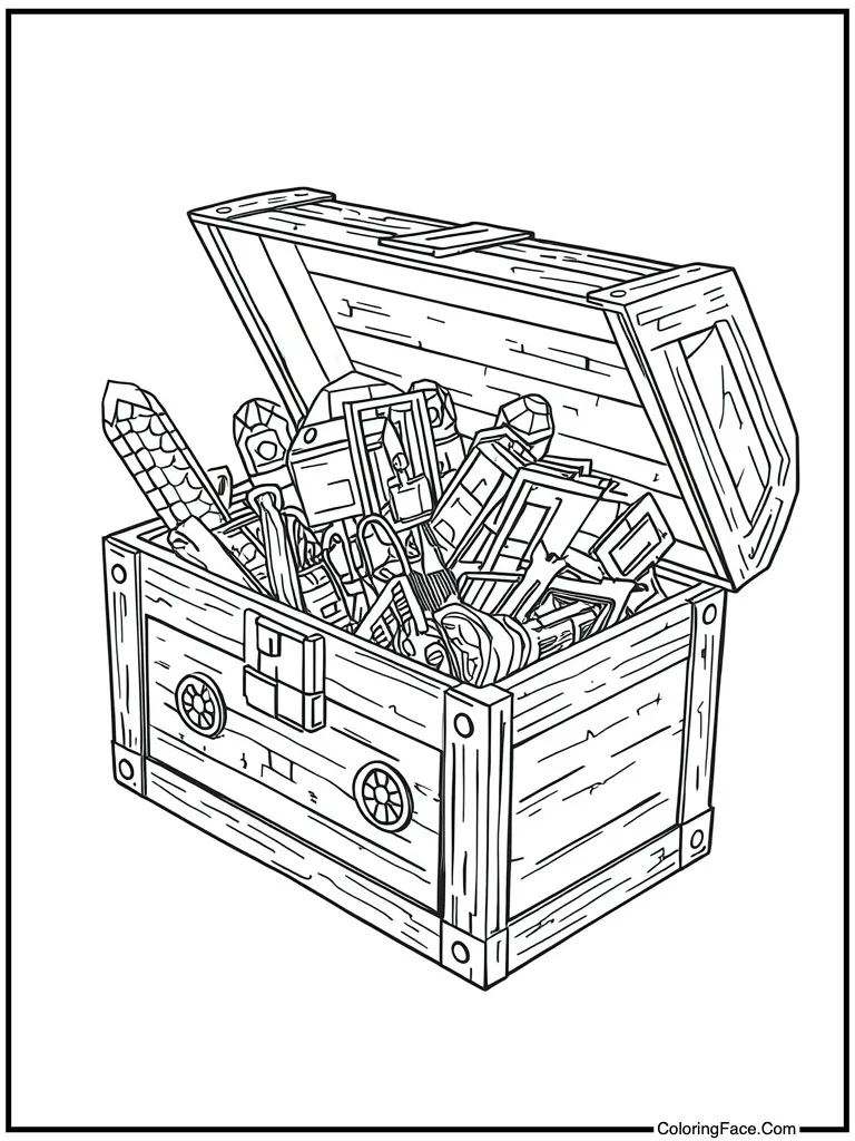 Wooden chest holding items