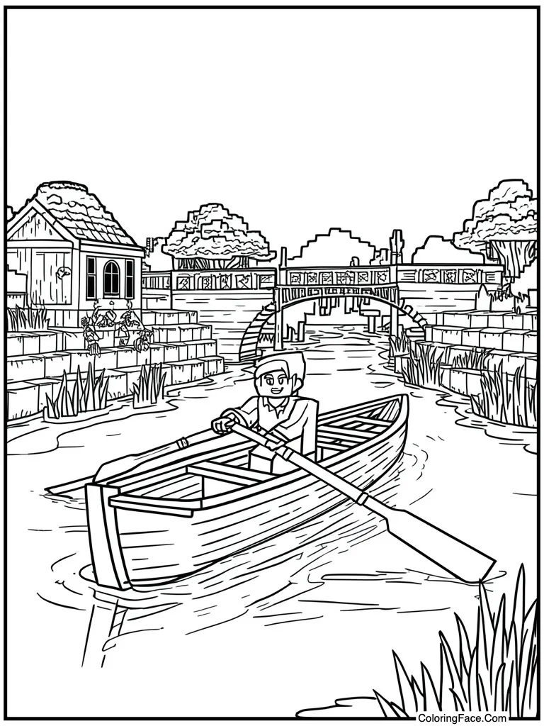 Rowing boat on river