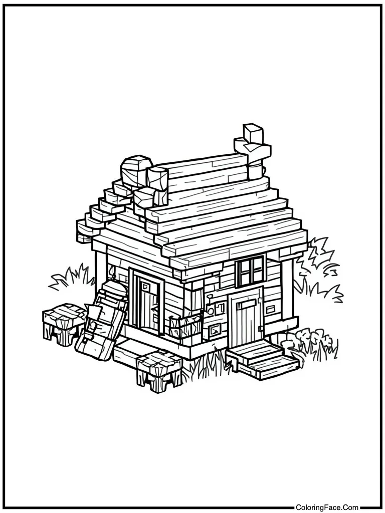 Small village wooden hut