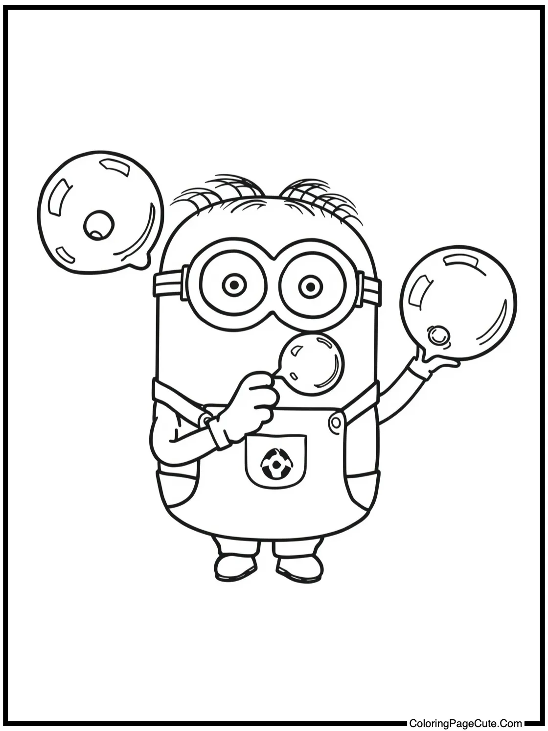 blowing colorful bubbles