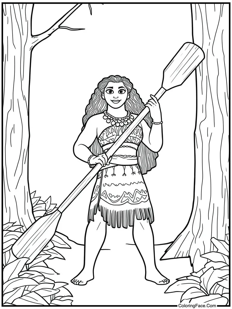 Wayfinder holding wooden oar